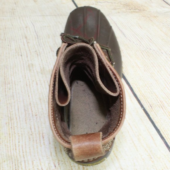 LL BEAN Insulated Brown Leather Lace-up Ankle Duck Boots Size 6 M - Picture 6 of 9